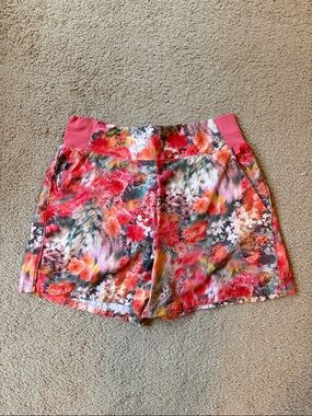 Athleta Pink Floral Stretch Athletic Shorts